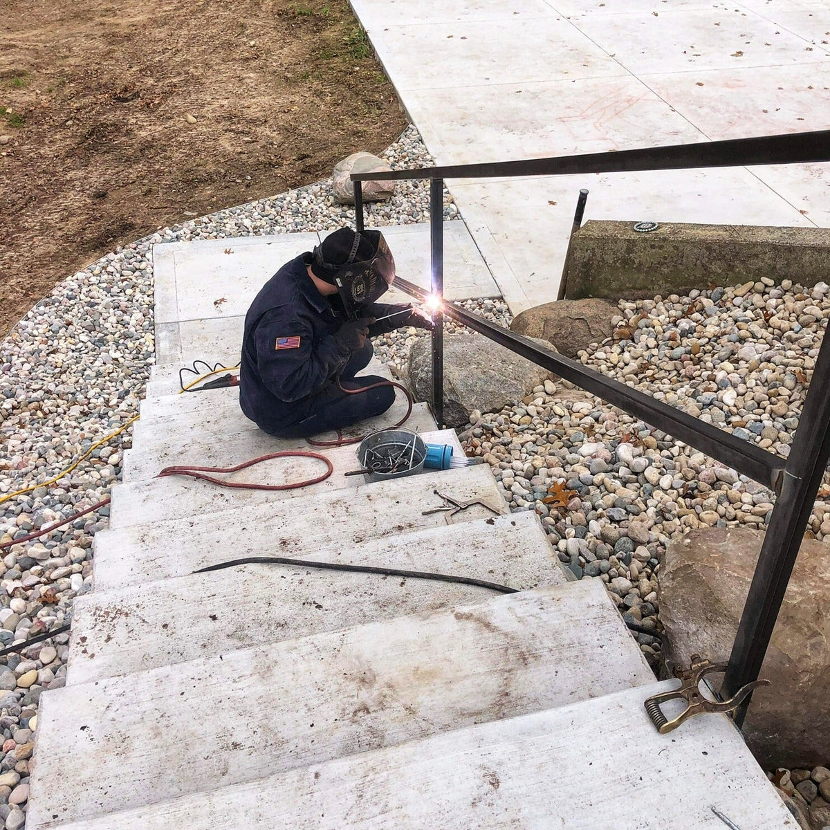 Welding work in the Hawley Services shop